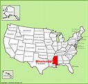 Mississippi location on the U.S. Map - Ontheworldmap.com