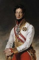 a painting of a man in uniform with his hand on his hip and holding a cane