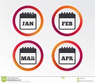 Calendario Enero, Febrero, Marzo Y Abril Ilustración del Vector ...