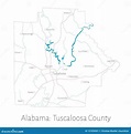 Karte Von Tuscaloosa County in Alabama Vektor Abbildung - Illustration ...