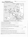 Europe Map Quiz Worksheet - Worksheets For Kindergarten
