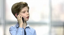 Close Up Child Talking On Phone Child Using Stock Footage SBV-331265675 ...