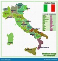 Mappa Dell'Italia Con Le Regioni Italiane E Infographic Illustrazione ...