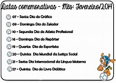 E. M. Joaquim Teixeira Camargos: Datas Comemorativas de Fevereiro
