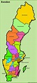 Administrative divisions map of Sweden - Ontheworldmap.com