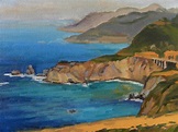 California plein air art impressionist painting of dramatic Big Sur ...