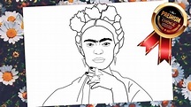 Cómo dibujar a Frida Kahlo paso a paso / How to draw Frida Kahlo step ...