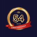 Logotipo de aniversario de 54 años con anillo de oro y plantilla de ...