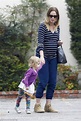 Emily Blunt highlights her baby bump in horizontal stripes with ...