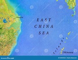 Geographische Karte Von Ostchinesisches Meer Stockbild - Bild von ozean ...