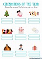 Celebrations or Festivities of the year worksheet | Live Worksheets