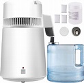 Amazon.com: VEVOR 1.1 加侖水蒸餾機,750W 蒸餾水機,4 公升蒸餾純水機,附塑膠容器,水蒸餾套件,附按鈕,家用檯面 ...