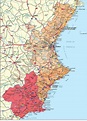 Região de Valencia mapa - Mapa da área de valência (Espanha)