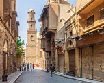 Moez Street with Minaret of Qalawun Complex Historic Building, Cairo ...