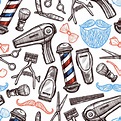 Descargar Atributos de la barbería Doodle de patrones sin fisuras ...