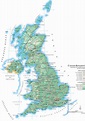 Large detailed physical map of United Kingdom with roads, cities and ...