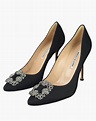 Scarpin Manolo Blahnik Original Hangisi 105 Satin Preto Feminino