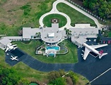 Aerial view of John Travolta's home, including his two plane garage and ...