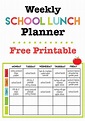 Keep the kids' weekly school lunch menu organized with this free ...