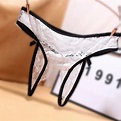 Women Lace Crotchless Sexy Bow Briefs Open Butt Low Waist Panties ...