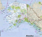 Map of Alaska with cities and towns
