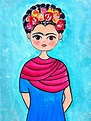 Aprende a pintar el retrato de Frida paso a paso. Fácil para niños