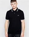 Fred Perry | Fred Perry Polo Shirt with Twin Tip Regular Fit in Black ...