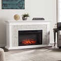 60" Canyon Heights Simulated Stone Electric Fireplace - White - FE9021