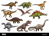 Iconos de animales dinosaurios de monstruos reptiles prehistóricos ...