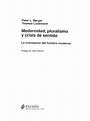 2 Modernidad, Pluralismo y Crisis de Sentido | PDF | Sociedad | Vida