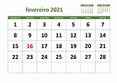 Calendário Fevereiro 2021 | WikiDates.org
