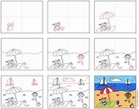 Easy How to Draw a Beach Tutorial and Beach Coloring Page · Art ...