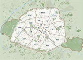 Map of Paris 20 boroughs (arrondissements) & districts