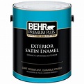 BEHR Premium Plus 1 gal. Ultra Pure White Satin Enamel Exterior Paint ...