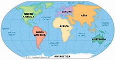 World Map Continents And Oceans Labeled ~ AFP CV