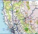Road map of California with distances between cities highway freeway free