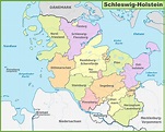 Administrative divisions map of Schleswig-Holstein - Ontheworldmap.com