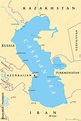 Caspian Sea region political map with most important cities, borders ...