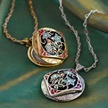 ENAMEL FLOWER LOCKETS An engraved locket is topped with a darling ...