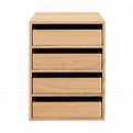 木製收納櫃/抽屜式/4段/橡木 約寬26x深37x高34.5cm | 無印良品