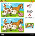 Cartoon Illustration of Finding Differences Between Two Pictures ...