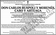 Carlos Ruspoli y Morenés, Caro y Arteaga | ESQUELAS ABC