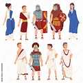 Roman People in Traditional Clothes Collection, Ancient Rome Citizens ...