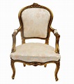 French Louis XV Style Carved Gilt wood Fauteuil Arm Chair 20th Century ...