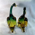 VINTAGE Murano Glass Green 2 Duck /Goose Seguso Figurine 1950s Made in ...