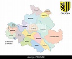 Dresden, administrative und politische Karte der sächsischen Hauptstadt ...
