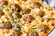 Meatball Macaroni and Cheese • the CREAMIEST recipe!