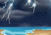 Thunderstorm at beach landscape 594893 Vector Art at Vecteezy