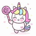 Lindo unicornio de dibujos animados y dulces dulces bebé animal kawaii ...