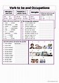 Verb Be and Occupations: English ESL worksheets pdf & doc